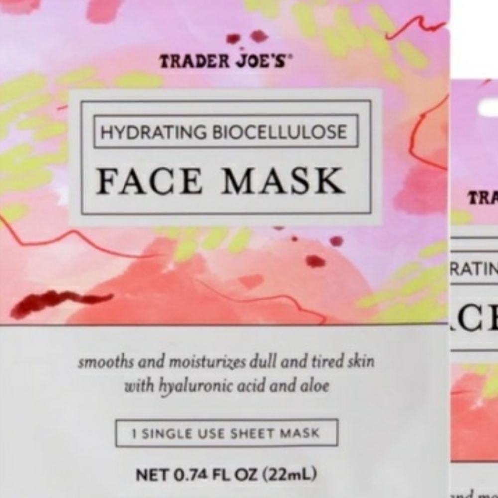 Hydrating Biocellulose Face Mask - Pink Trader Joes Single Sheet Mask. .74 Fl Oz